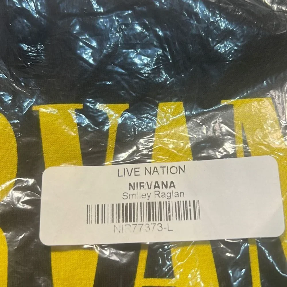 Nirvana Smiley Raglan band concert T-shirt NWT‎